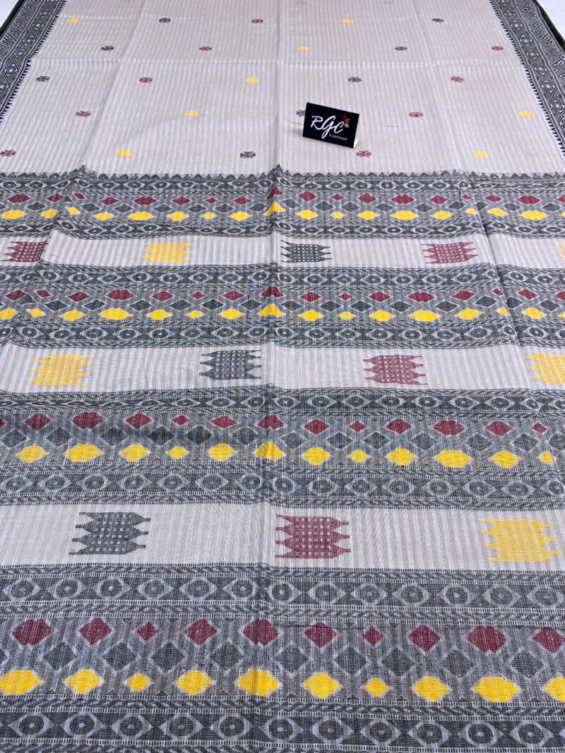 Handloom Pure Cotton Ash Jamdani Saree