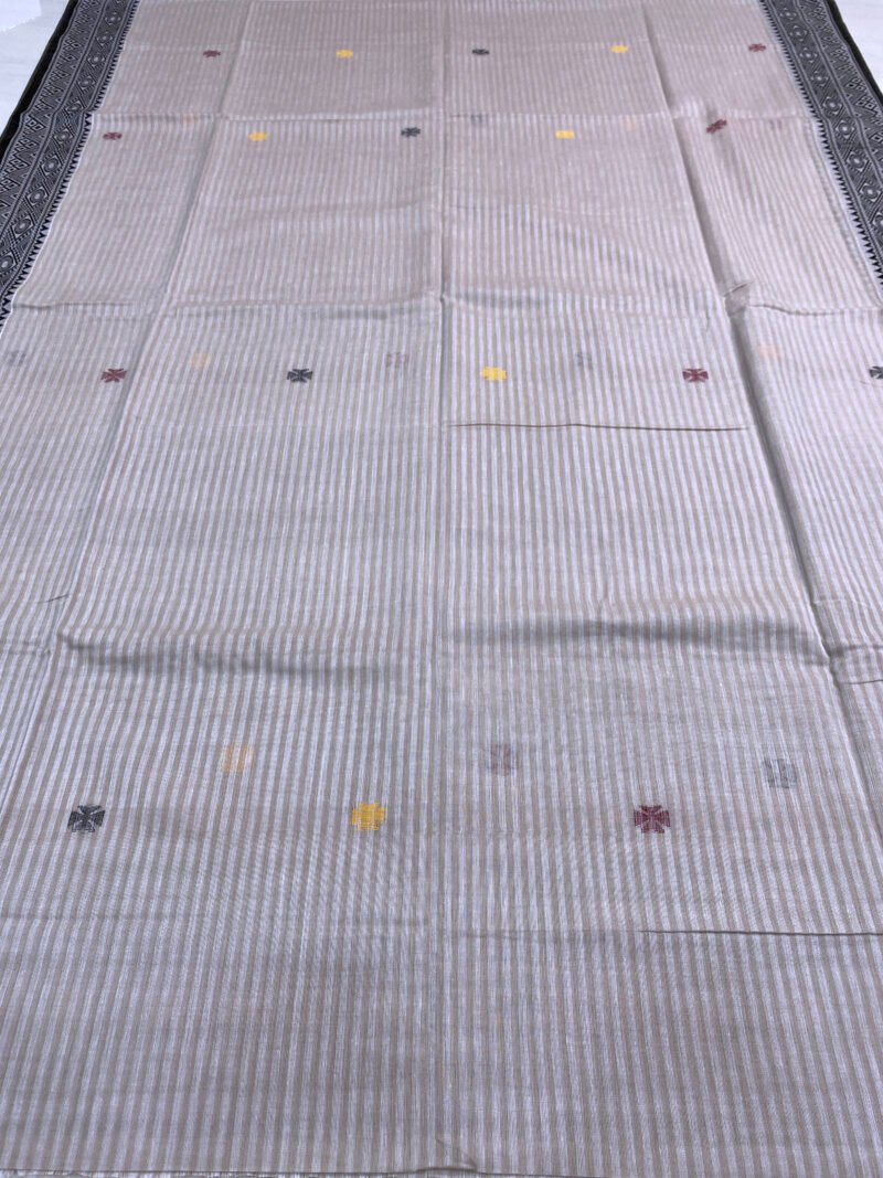Handloom Pure Cotton Ash Jamdani Saree - Image 3