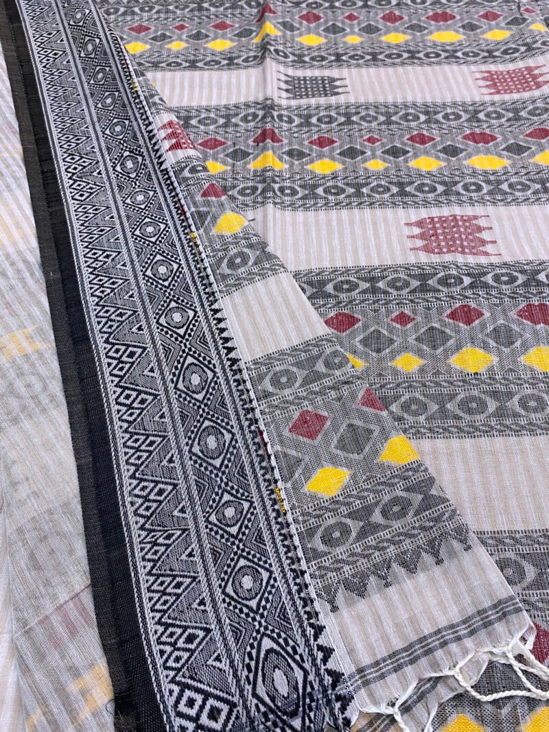 Handloom Pure Cotton Ash Jamdani Saree - Image 5