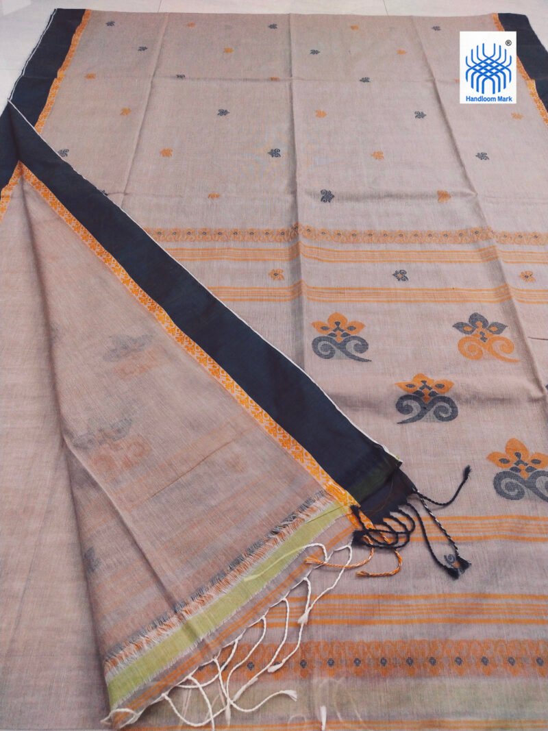 Beige Bengal Handloom Cotton Saree - Image 2