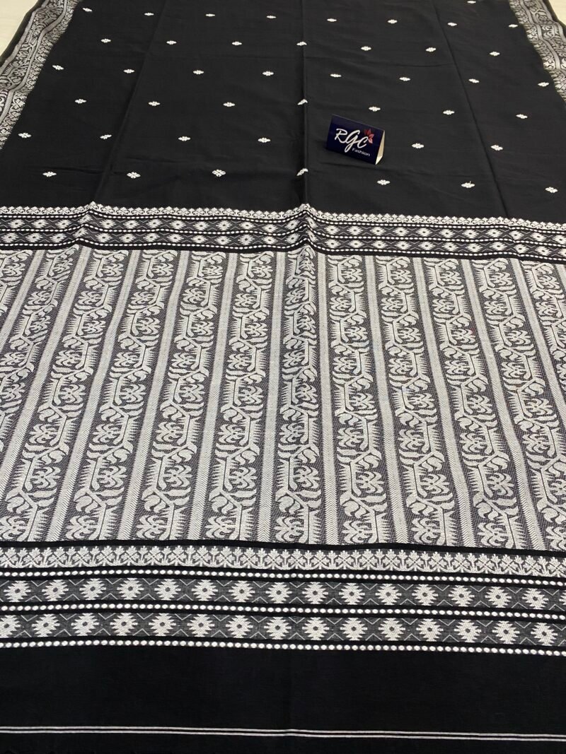 Black Handwoven Khadi Cotton Mekhla Saree