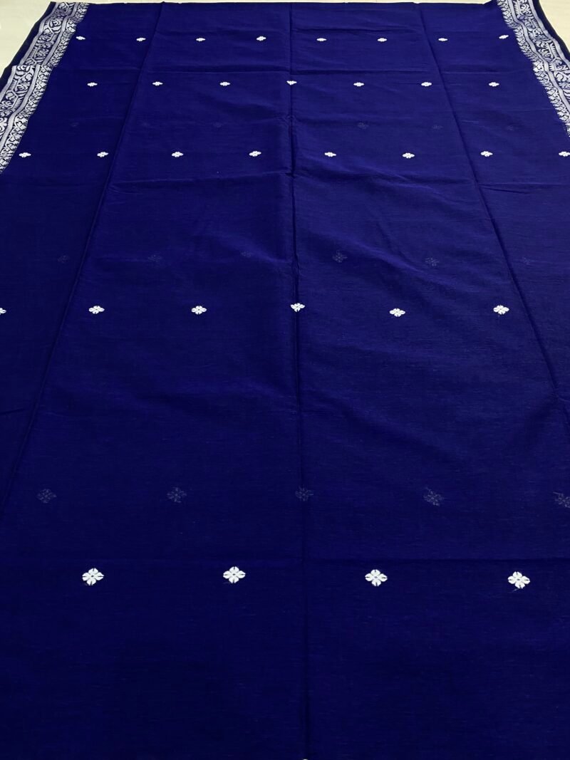 Blue Handwoven Khadi Cotton Mekhla Saree - Image 6