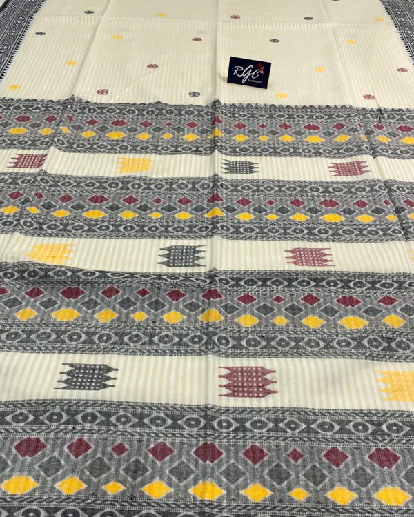 Handloom Pure Cotton Cream Jamdani Saree