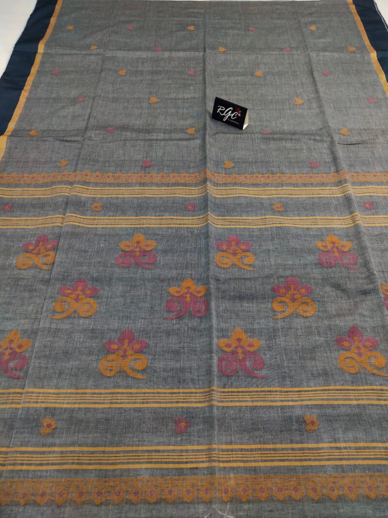 Gray Bengal Handloom Cotton Saree