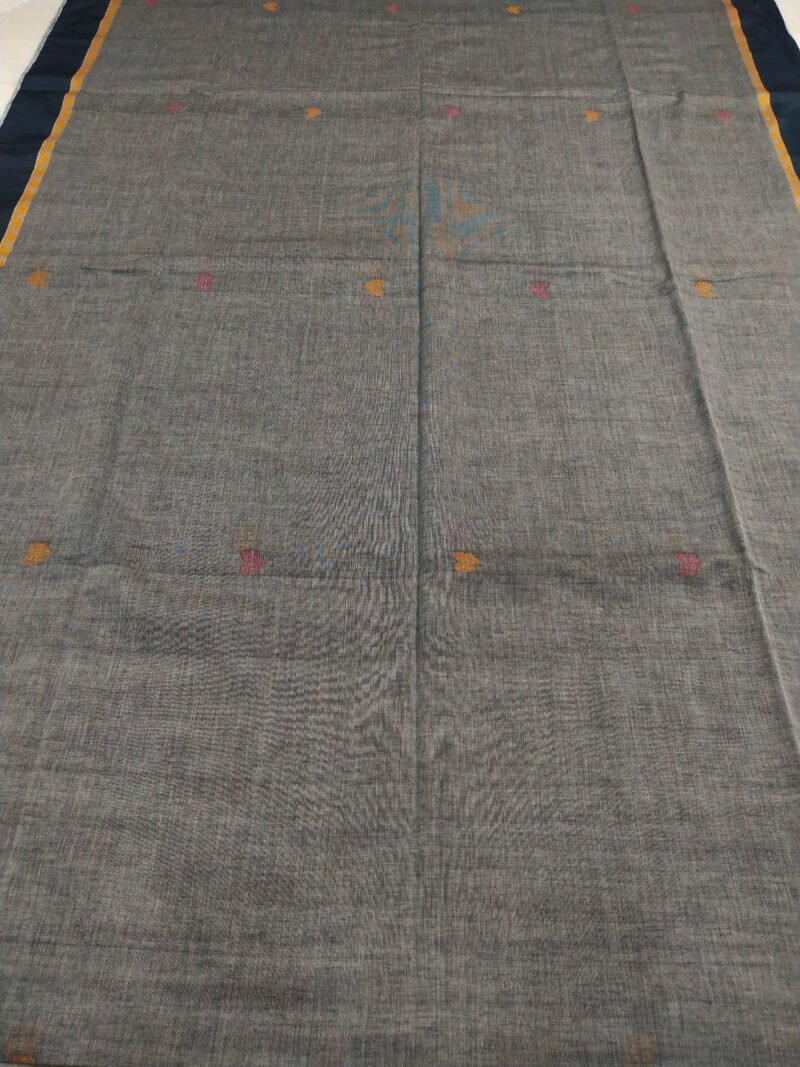 Gray Bengal Handloom Cotton Saree - Image 3