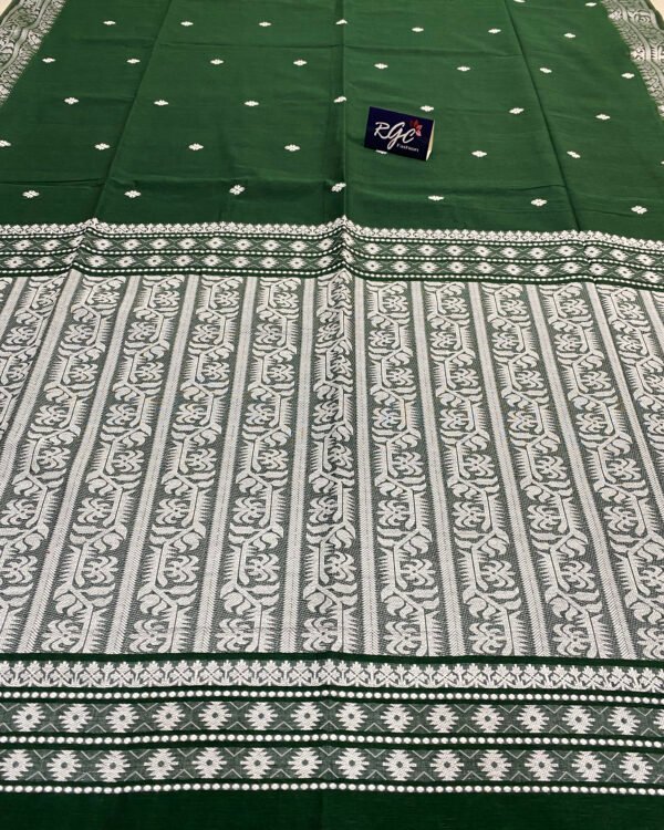 Bottle Green Handwoven Khadi Cotton Mekhla Saree