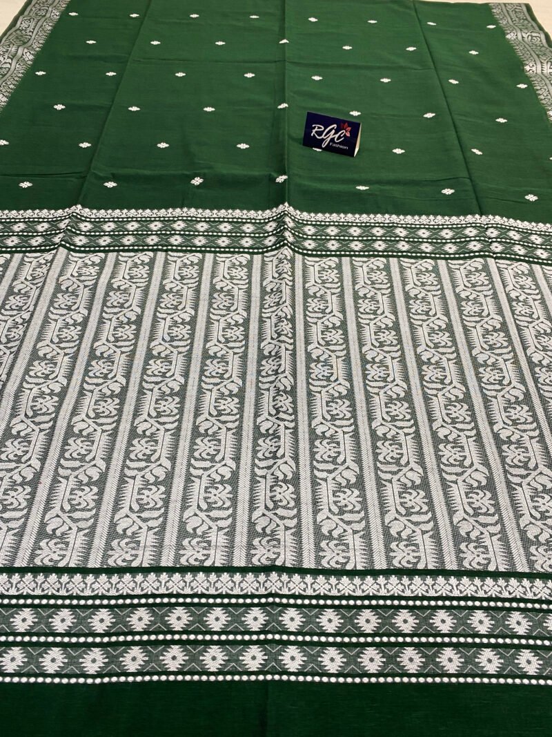 Bottle Green Handwoven Khadi Cotton Mekhla Saree