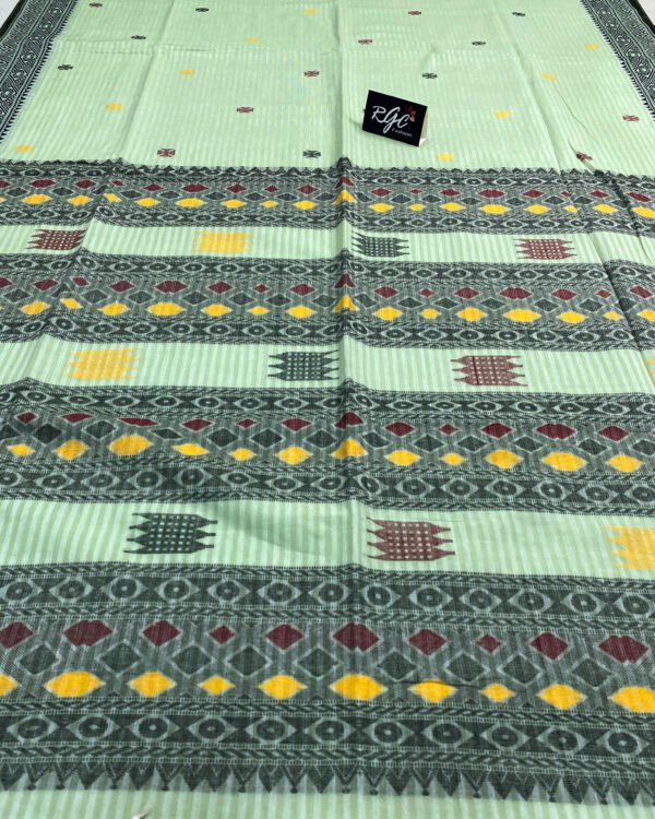 Handloom Pure Cotton Firozi Green Jamdani Saree