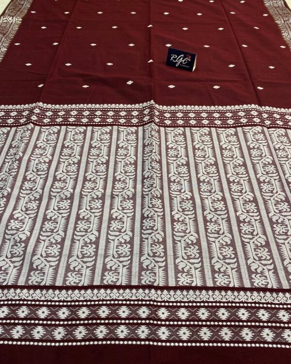 Maroon Handwoven Khadi Cotton Mekhla Saree