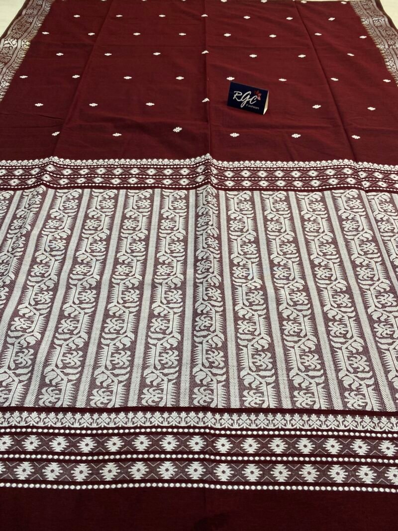 Maroon Handwoven Khadi Cotton Mekhla Saree