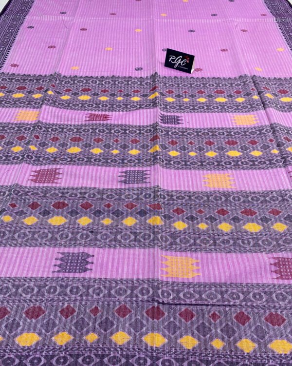 Handloom Pure Cotton Lavender Jamdani Saree