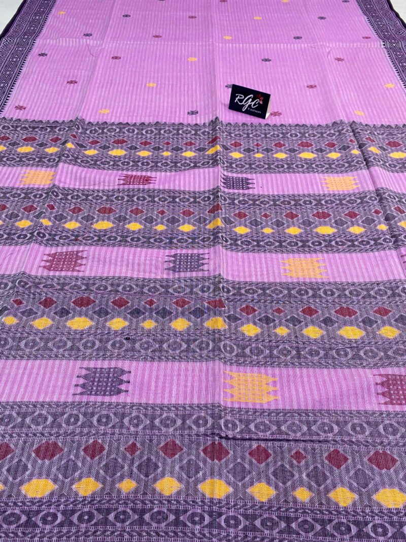 Handloom Pure Cotton Lavender Jamdani Saree