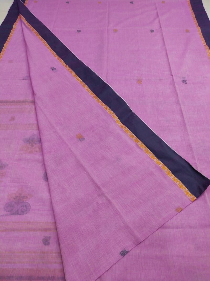 Lavender Bengal Handloom Cotton Saree - Image 3