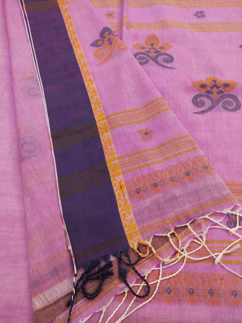 Lavender Bengal Handloom Cotton Saree - Image 4