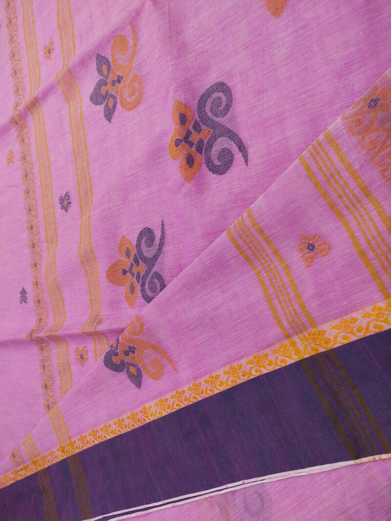 Lavender Bengal Handloom Cotton Saree - Image 5