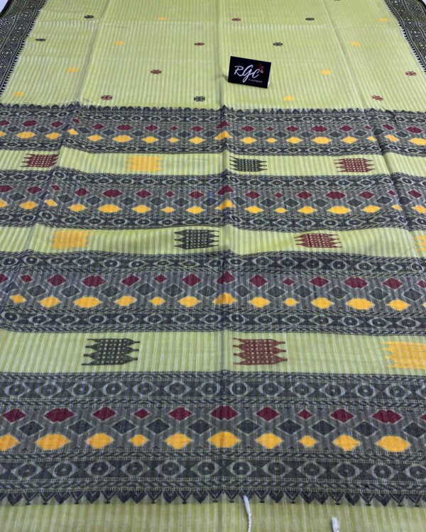 Handloom Pure Cotton Lemon Green Jamdani Saree