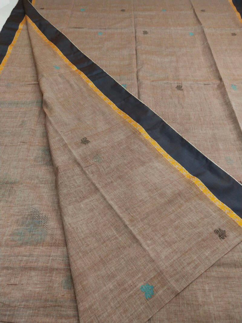 Light Brown Bengal Handloom Cotton Saree - Image 3