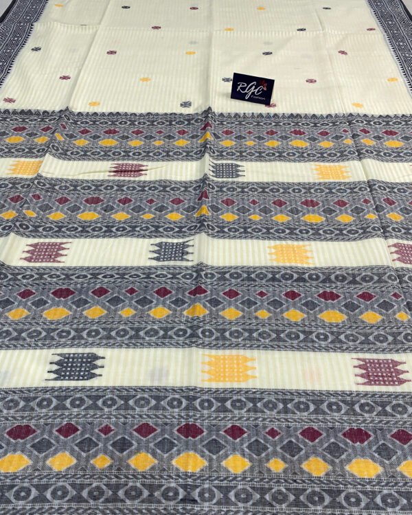 Handloom Pure Cotton Off-White Jamdani Saree