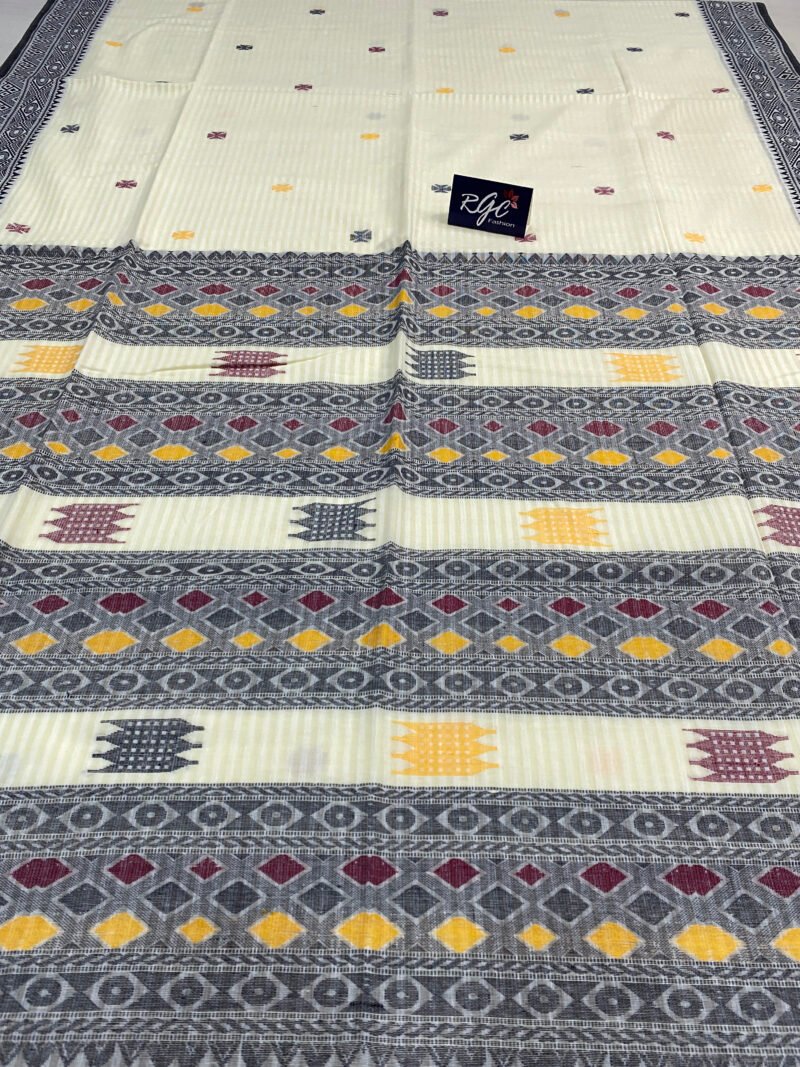 Handloom Pure Cotton Off-White Jamdani Saree