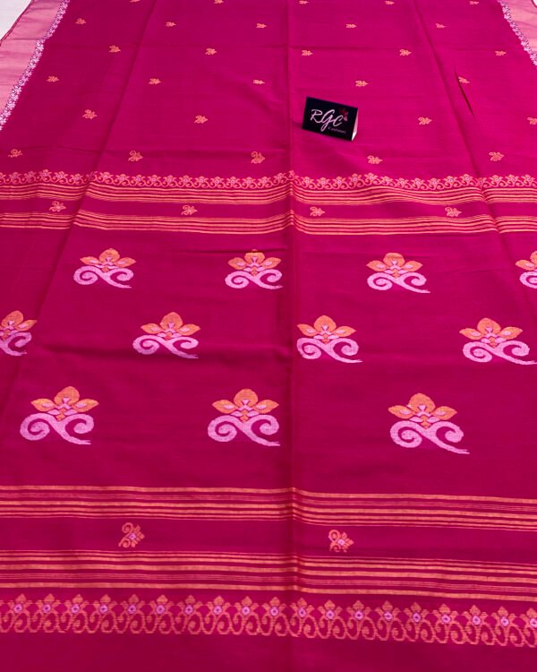 Rani Pink Bengal Handloom Cotton Saree