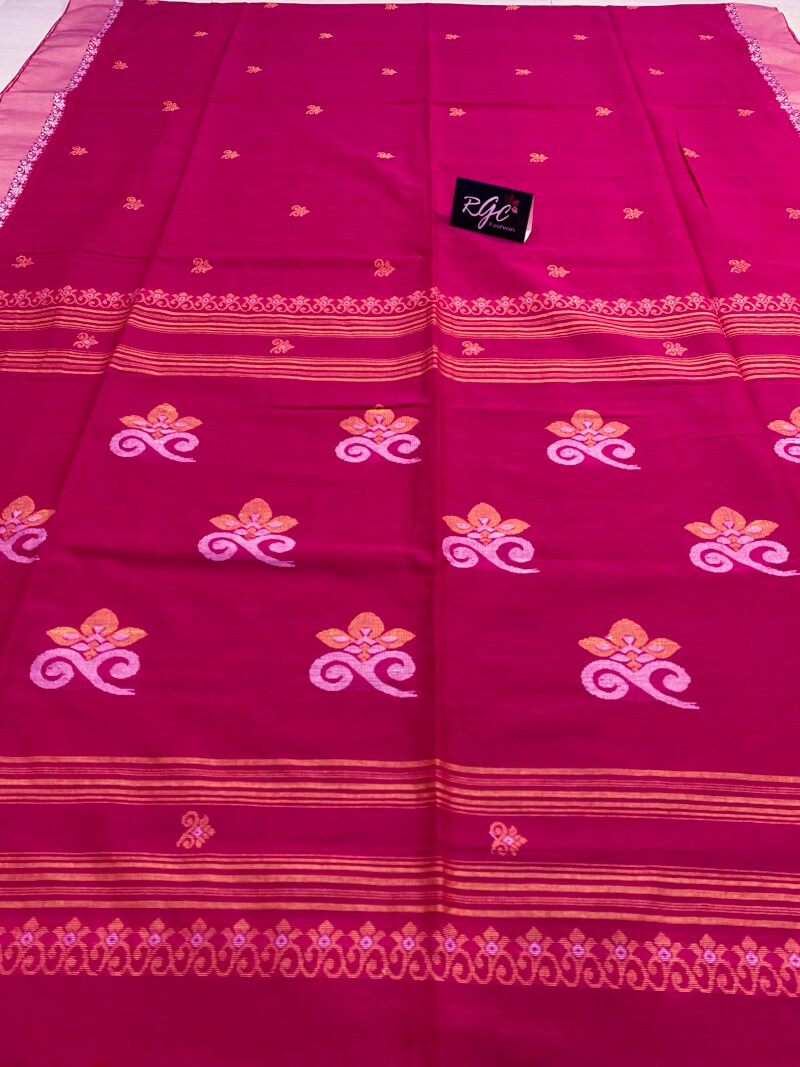 Rani Pink Bengal Handloom Cotton Saree