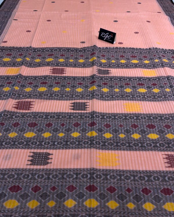 Handloom Pure Cotton Peach Jamdani Saree