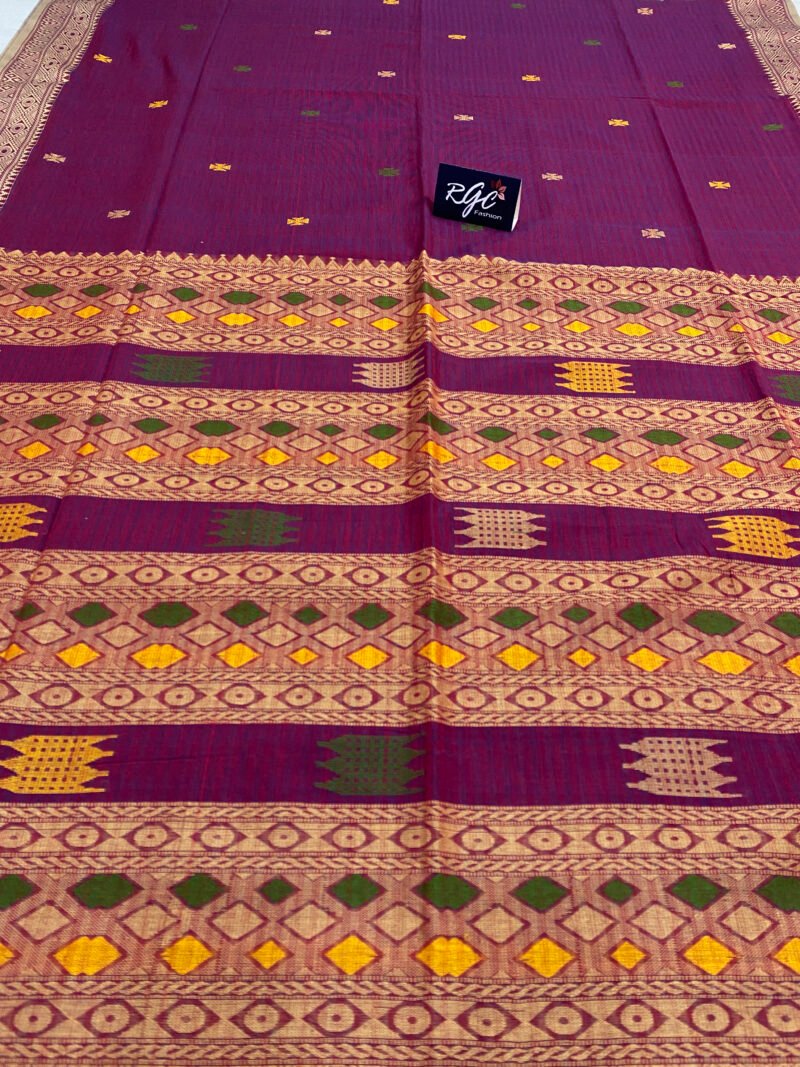 Handloom Pure Cotton Purple Jamdani Saree