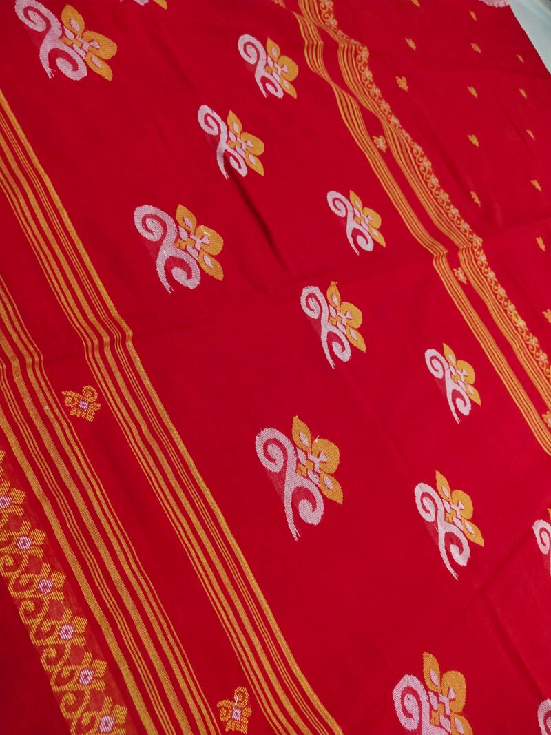 Red Bengal Handloom Cotton Saree - Image 4