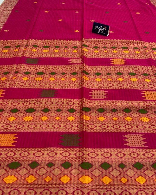 Handloom Pure Cotton Rani Pink Jamdani Saree