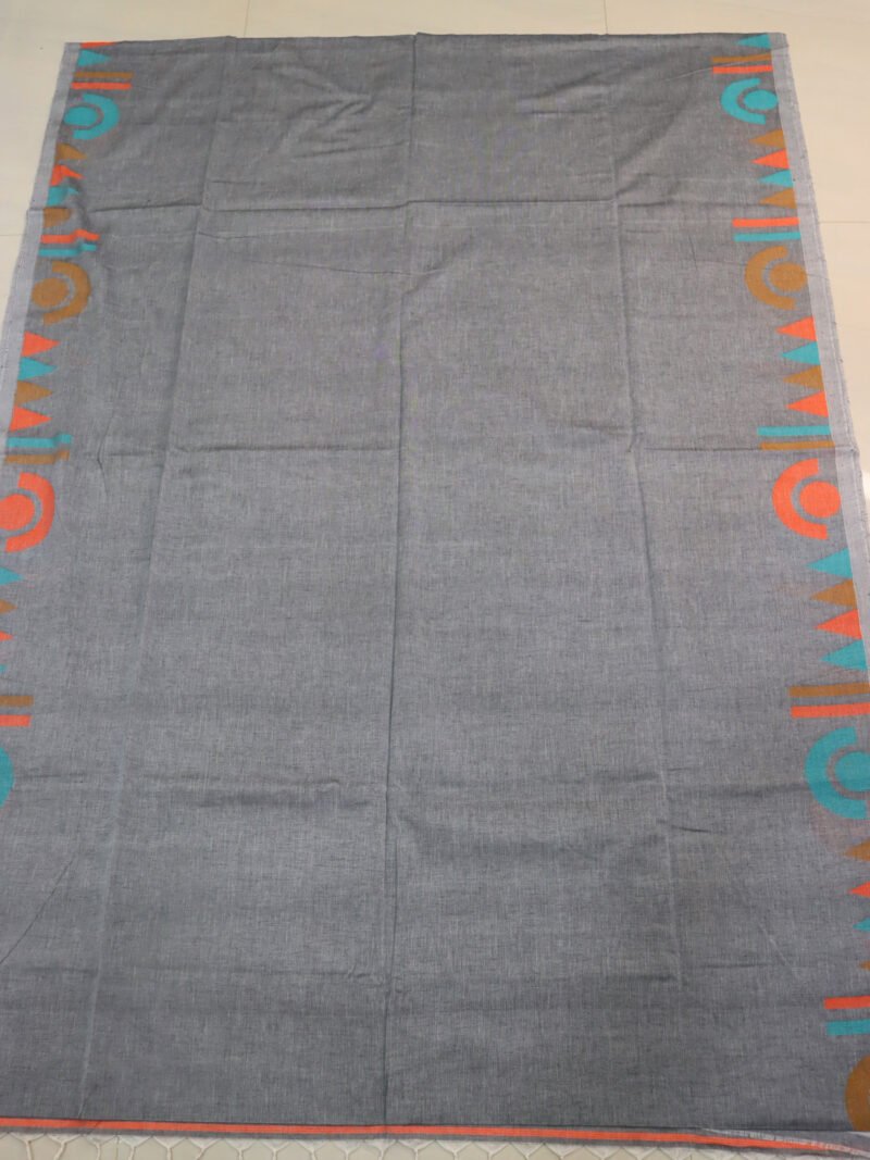 Gray Handloom Pure Cotton Jamdani Saree - Image 2