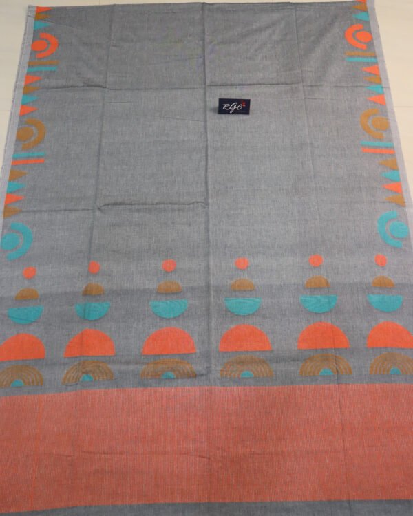 Gray Handloom Pure Cotton Jamdani Saree