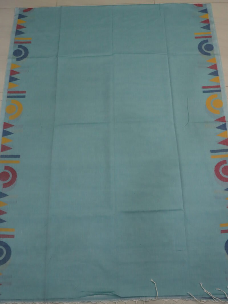 Sea Green Handloom Pure Cotton Jamdani Saree - Image 6