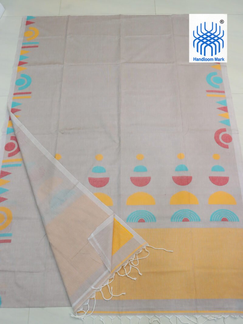 Beige Color Handloom Pure Cotton Jamdani Saree - Image 2