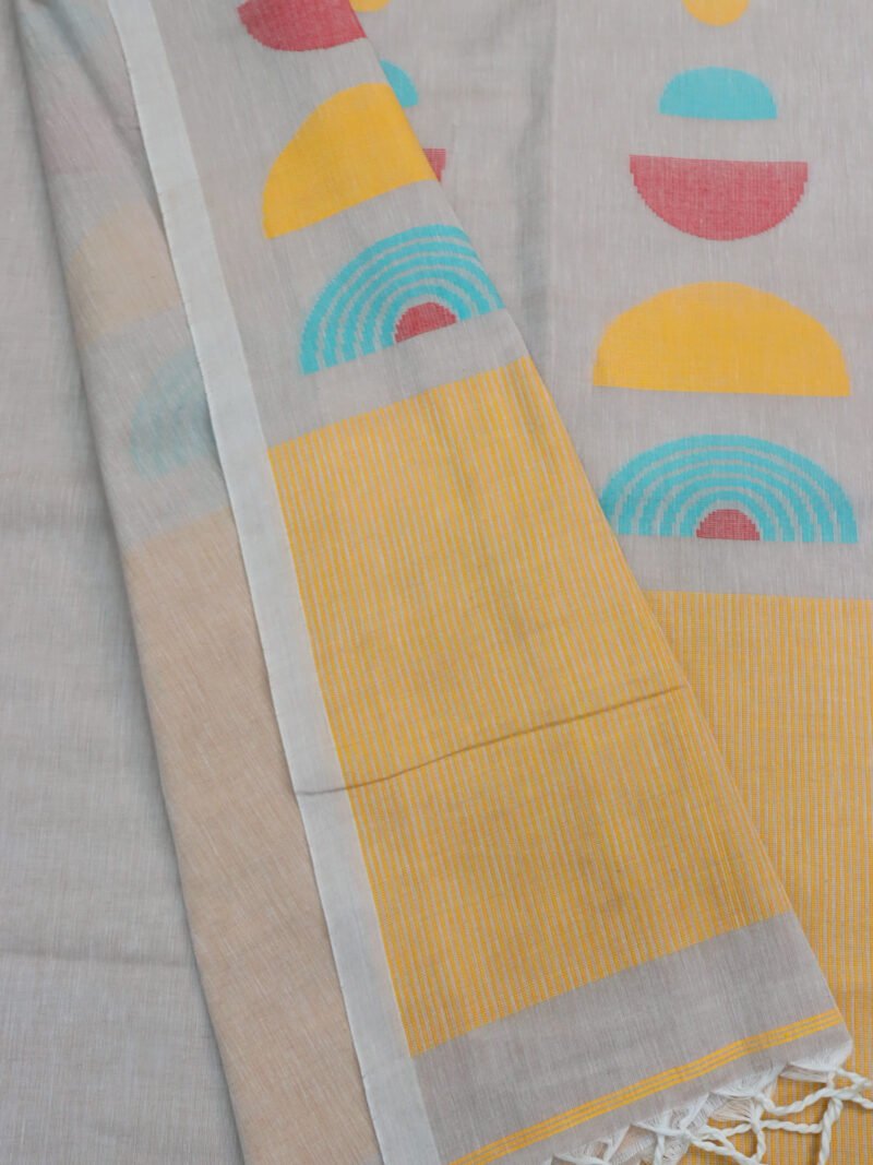 Beige Color Handloom Pure Cotton Jamdani Saree - Image 3