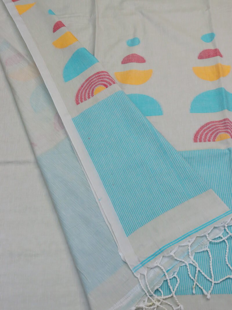 Platinum Handloom Pure Cotton Jamdani Saree - Image 4