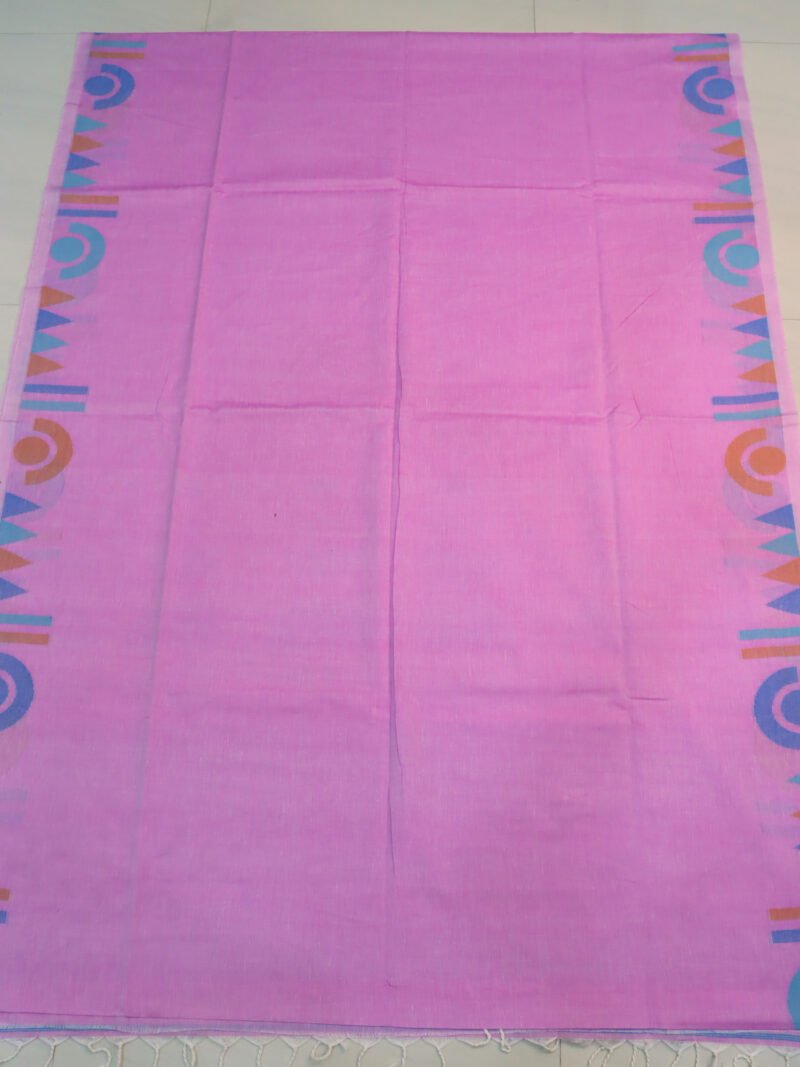 Pink Handloom Pure Cotton Jamdani Saree - Image 3