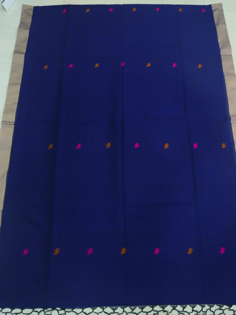 Blue Bengal Handloom Cotton Saree - Image 6