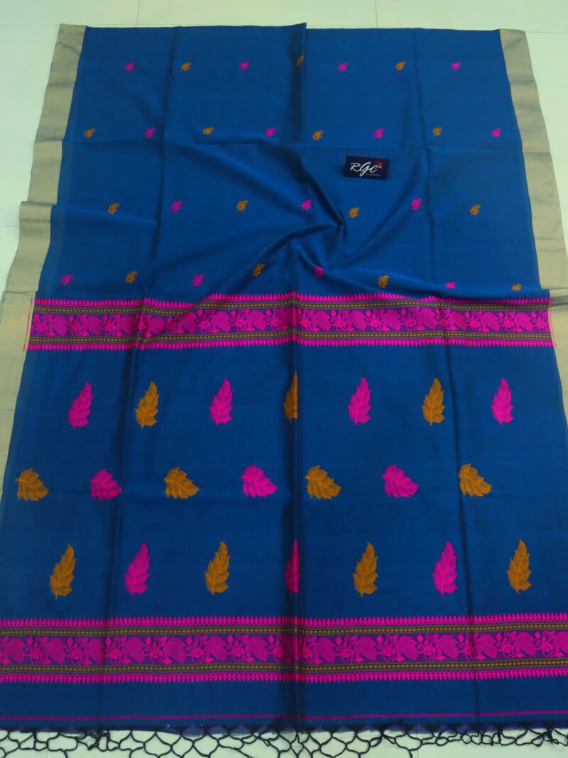 Greenish Blue Bengal Handloom Cotton Saree