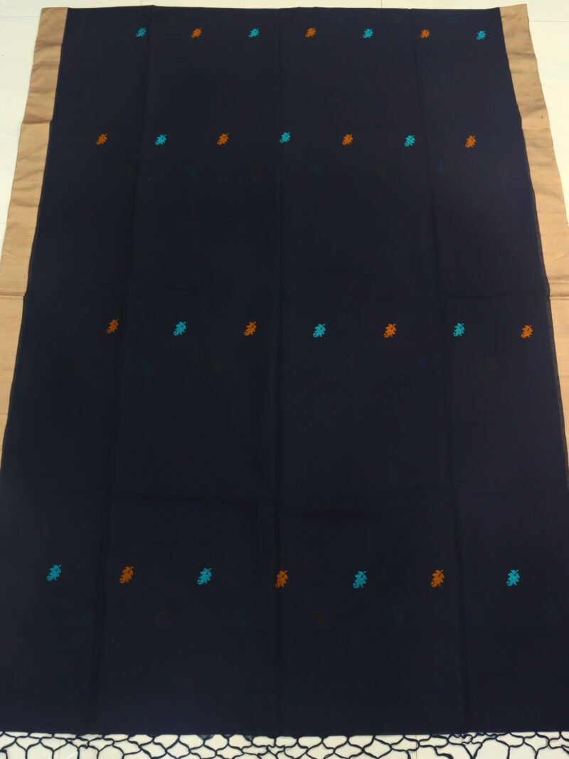 Black Bengal Handloom Cotton Saree - Image 6