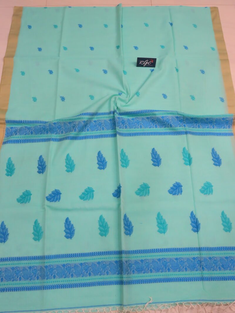 Tifanny Blue Bengal Handloom Cotton Saree