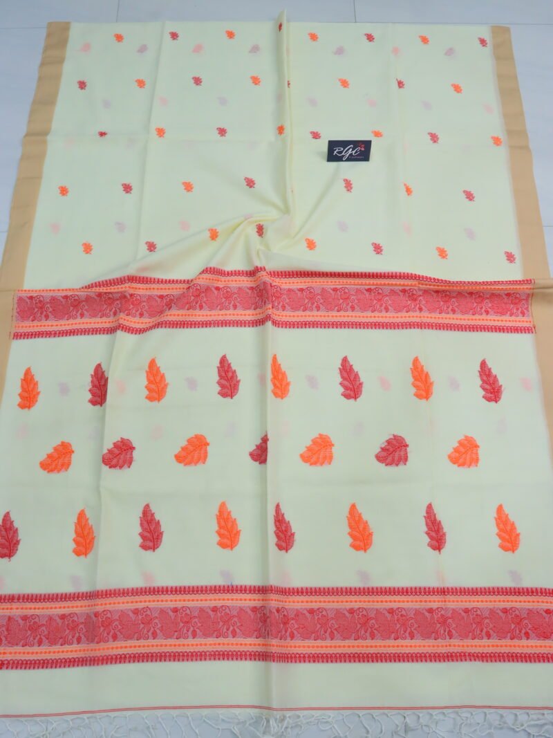 Off-White Bengal Handloom Cotton Saree