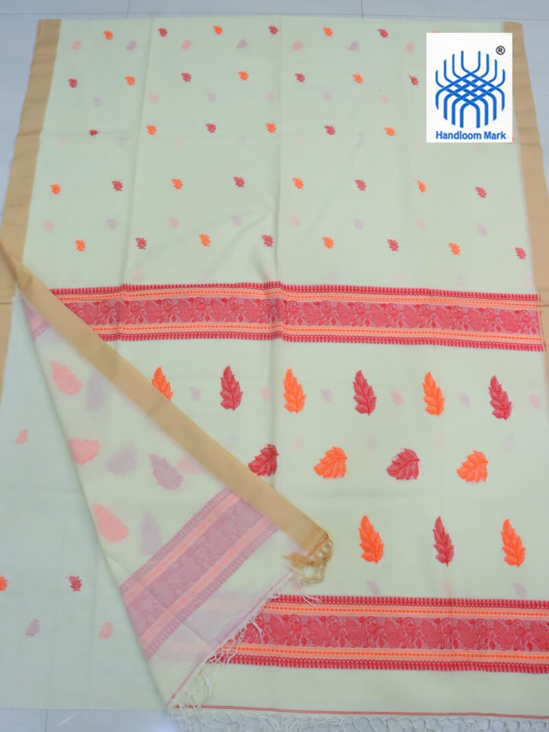 Off-White Bengal Handloom Cotton Saree - Image 2
