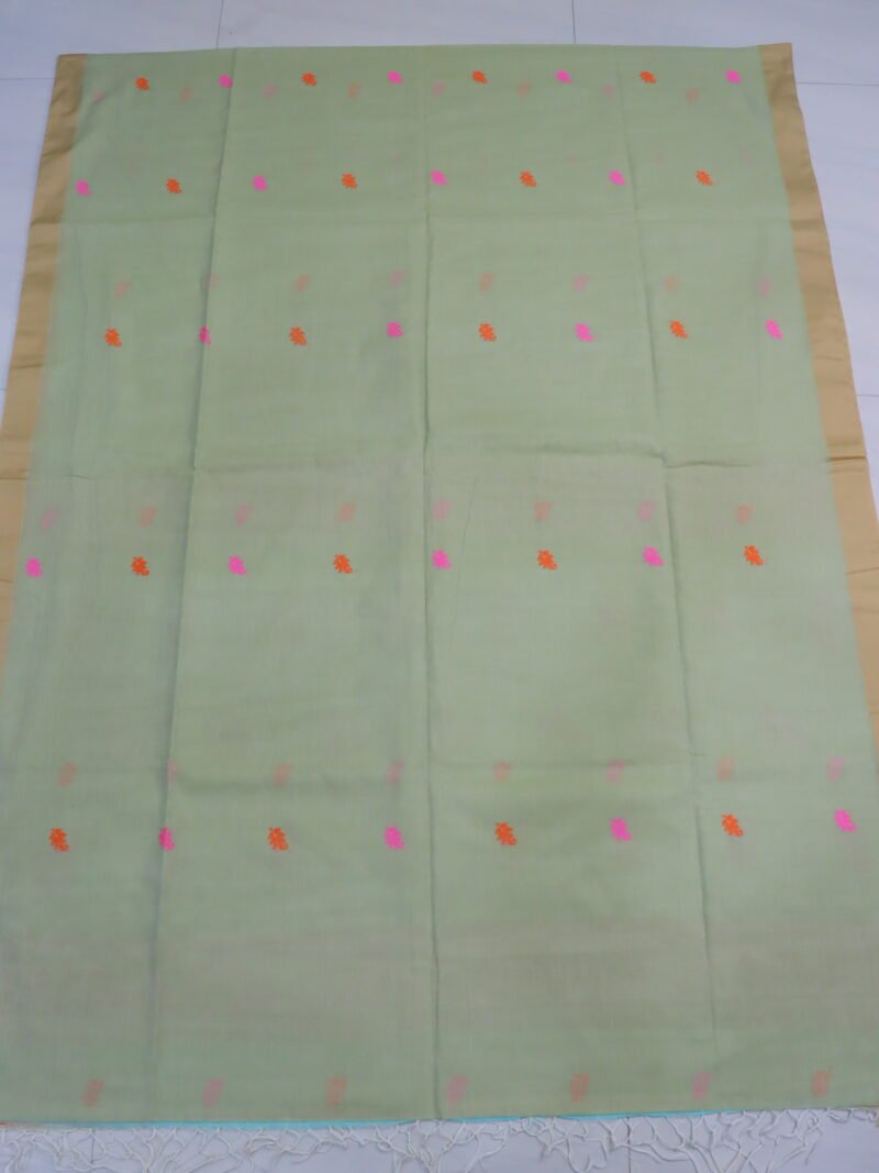 Teagreen Bengal Handloom Cotton Saree - Image 6
