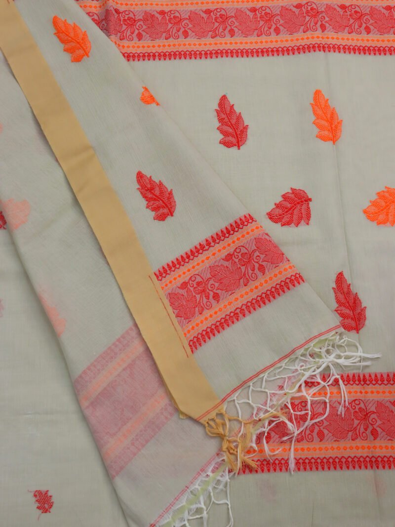 Eggshell Bengal Handloom Cotton Saree - Image 4