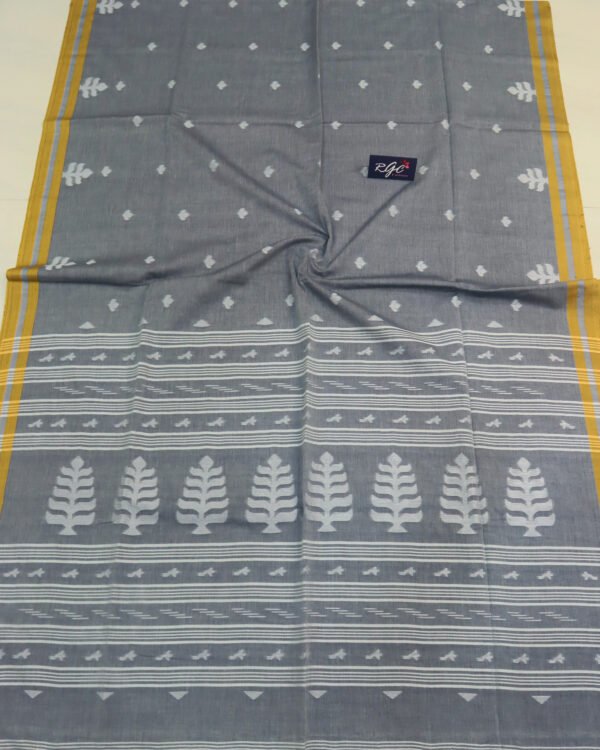 Charcole Handloom Khadi Cotton Dhakai Jamdani Saree