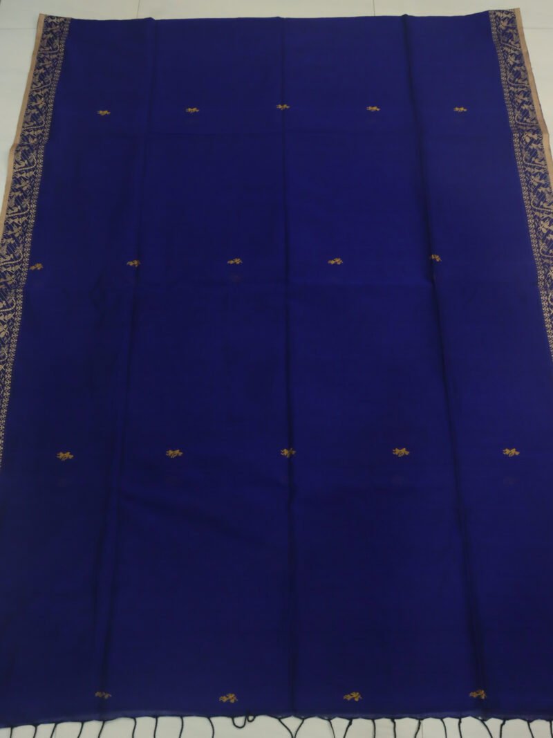Blue Worli Handloom Khadi Cotton Saree - Image 6