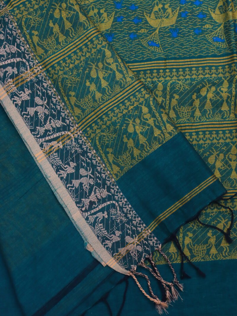 Ramagreen Worli Handloom Khadi Cotton Saree - Image 4