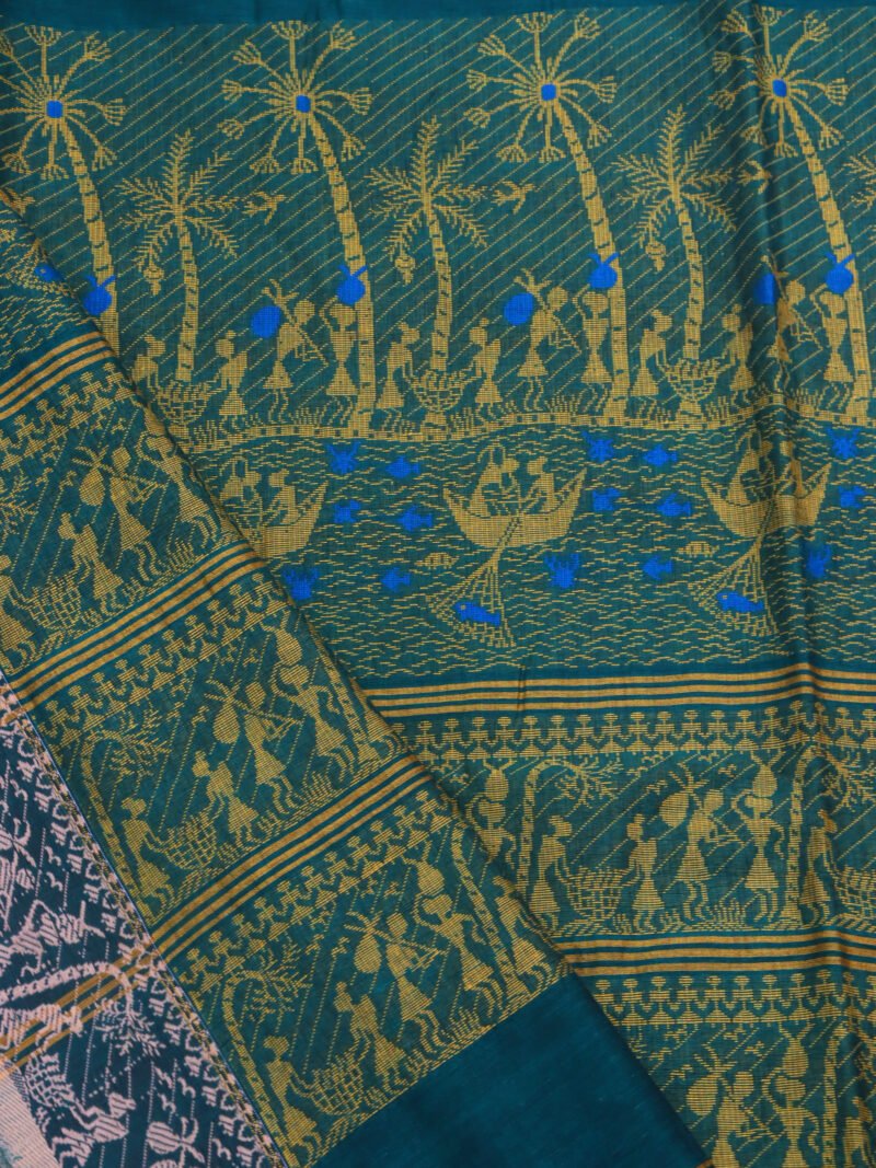 Ramagreen Worli Handloom Khadi Cotton Saree - Image 5