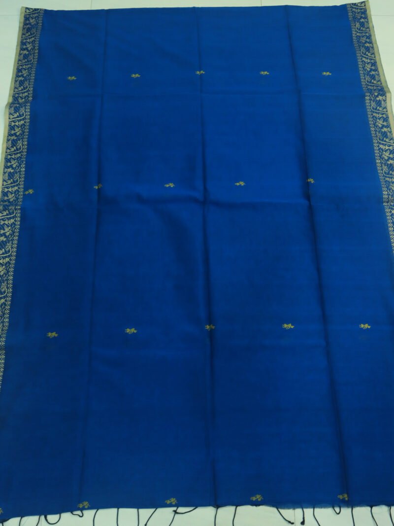 Greenish Blue Worli Handloom Khadi Cotton Saree - Image 6