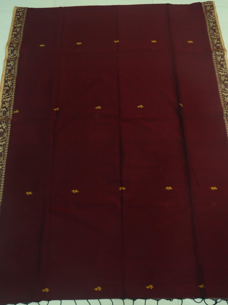 Maroon Worli Handloom Khadi Cotton Saree - Image 6